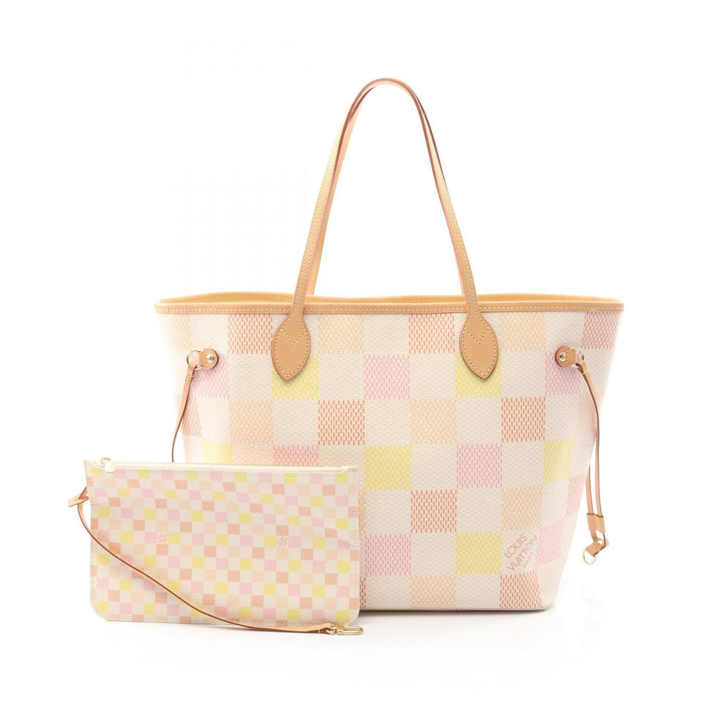 Louis Vuitton Multi-Color Peach Pink Coated Canvas Leather Tote Bag