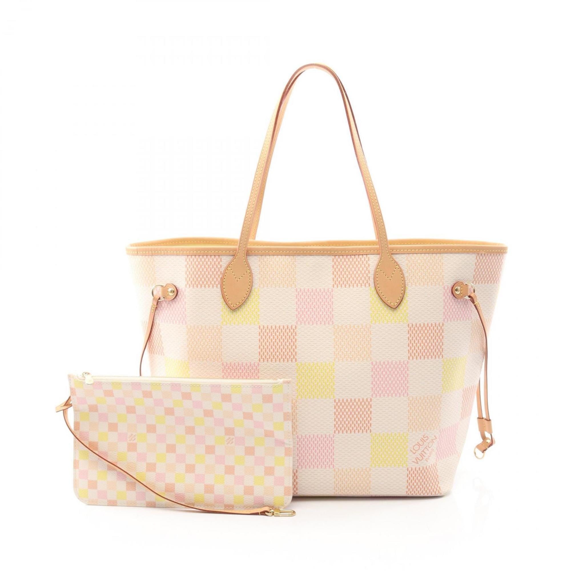 Louis Vuitton Multi-Color Peach Pink Coated Canvas Leather Tote Bag