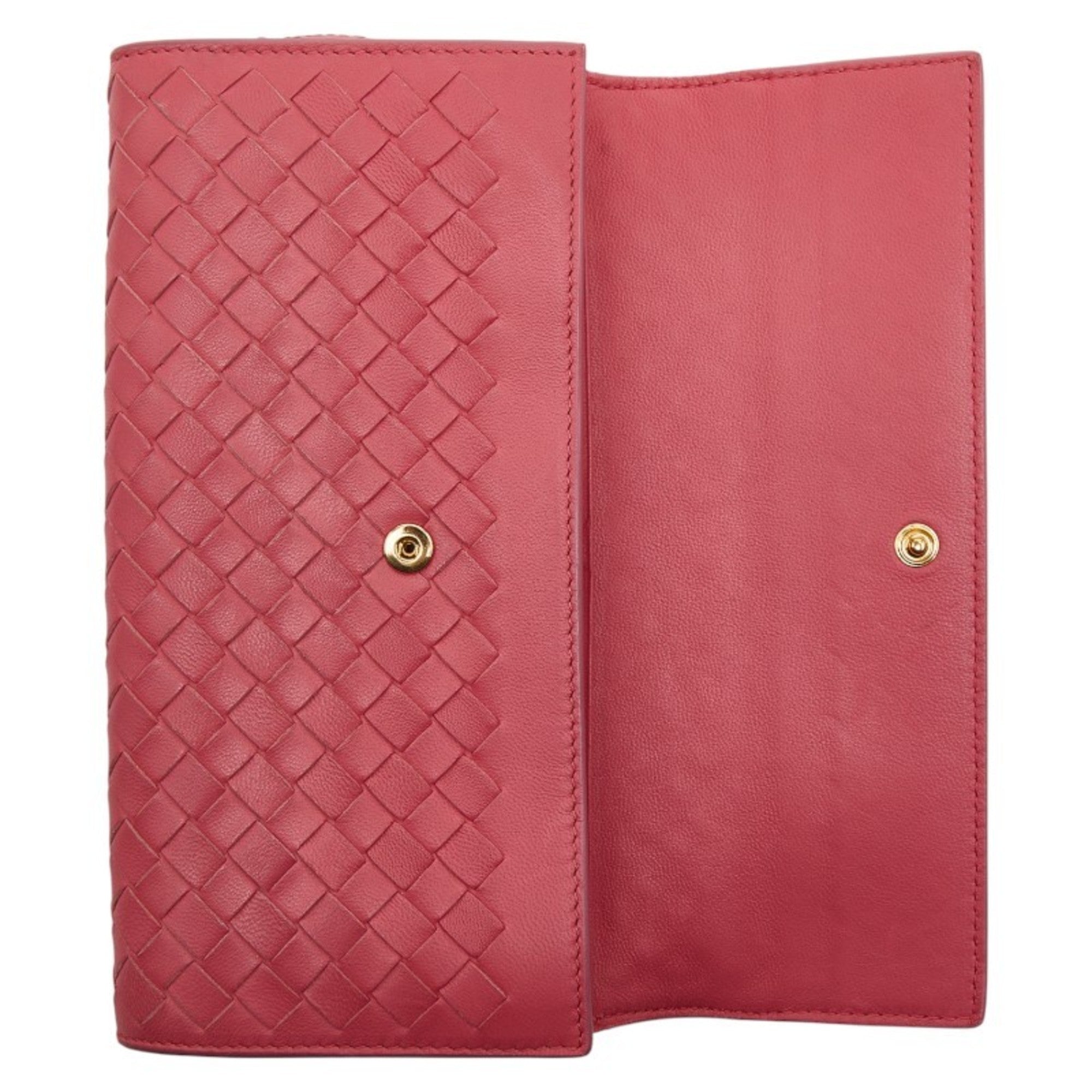 Bottega Veneta Pink Leather Long Wallet (Tri-Fold)