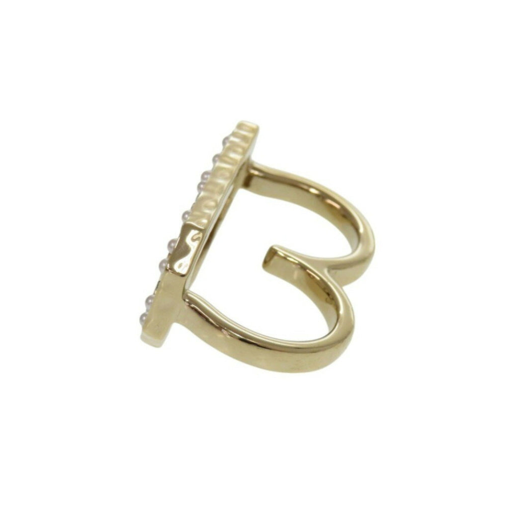 Chanel Gold Artificial Pearl Metal Band Ring
