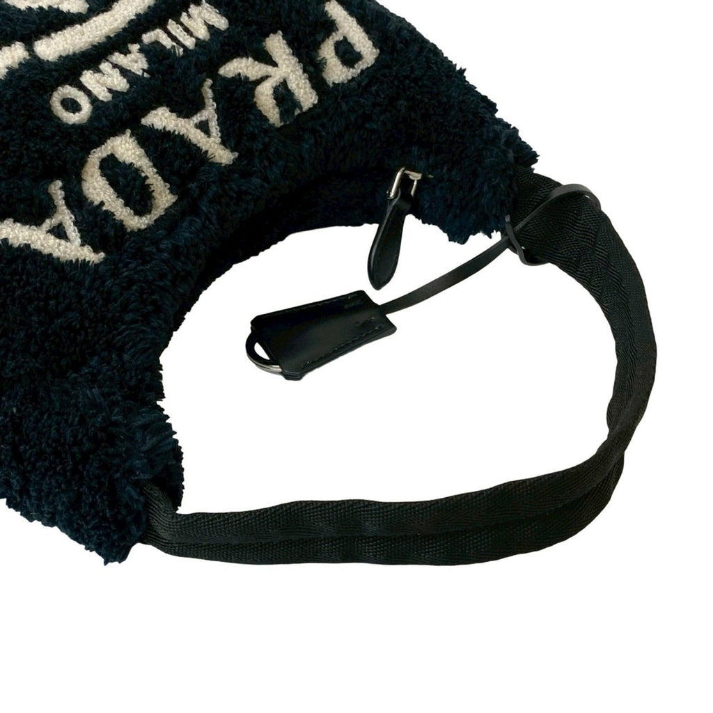 Prada Black Pile Fabric Handbag Shoulder Bag
