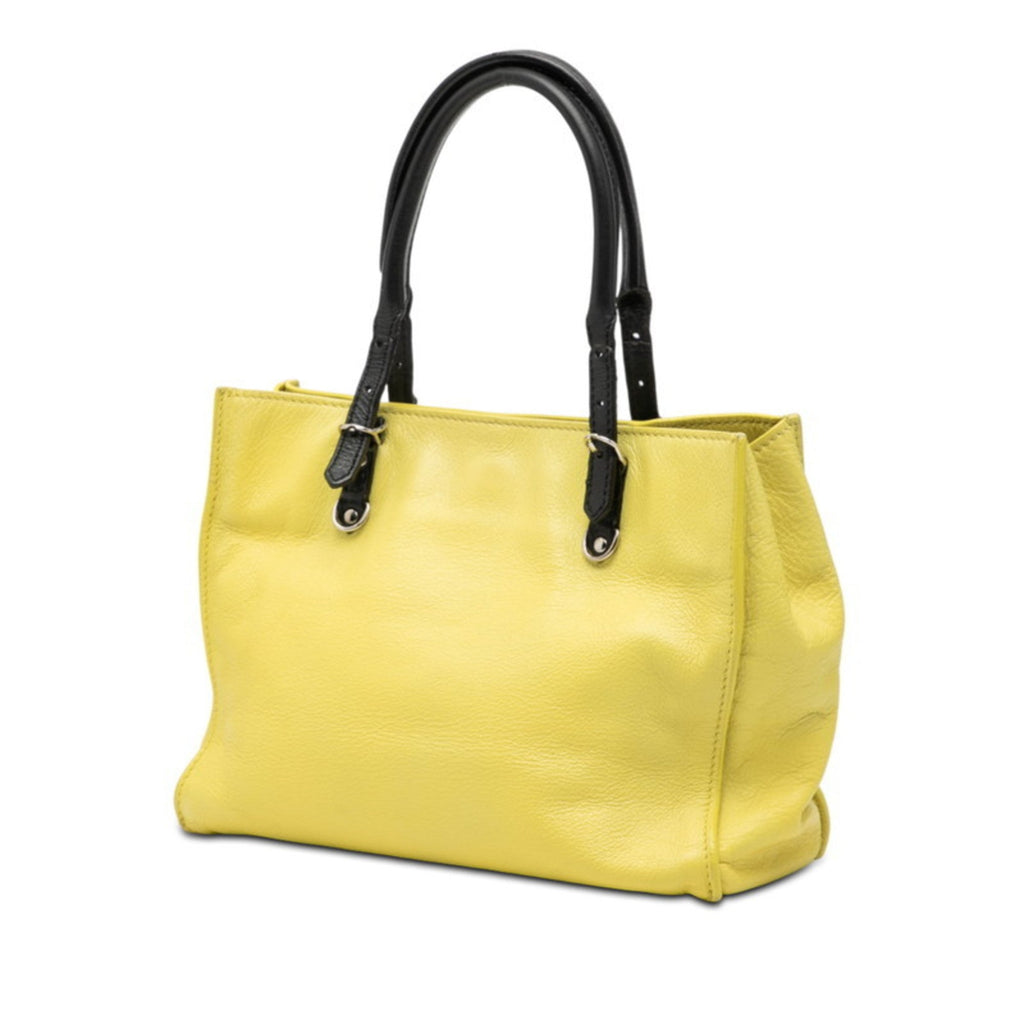 Balenciaga Black Yellow Leather Handbag Shoulder