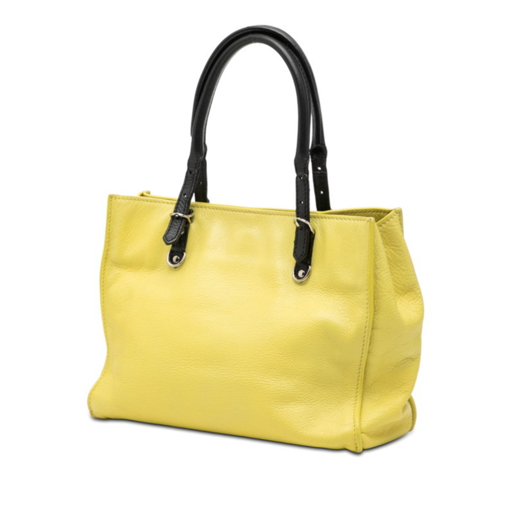 Balenciaga Black Yellow Leather Handbag Shoulder