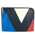 Louis Vuitton Black Red Color White Damier Graphite Clutch Bag Pochette Pouch