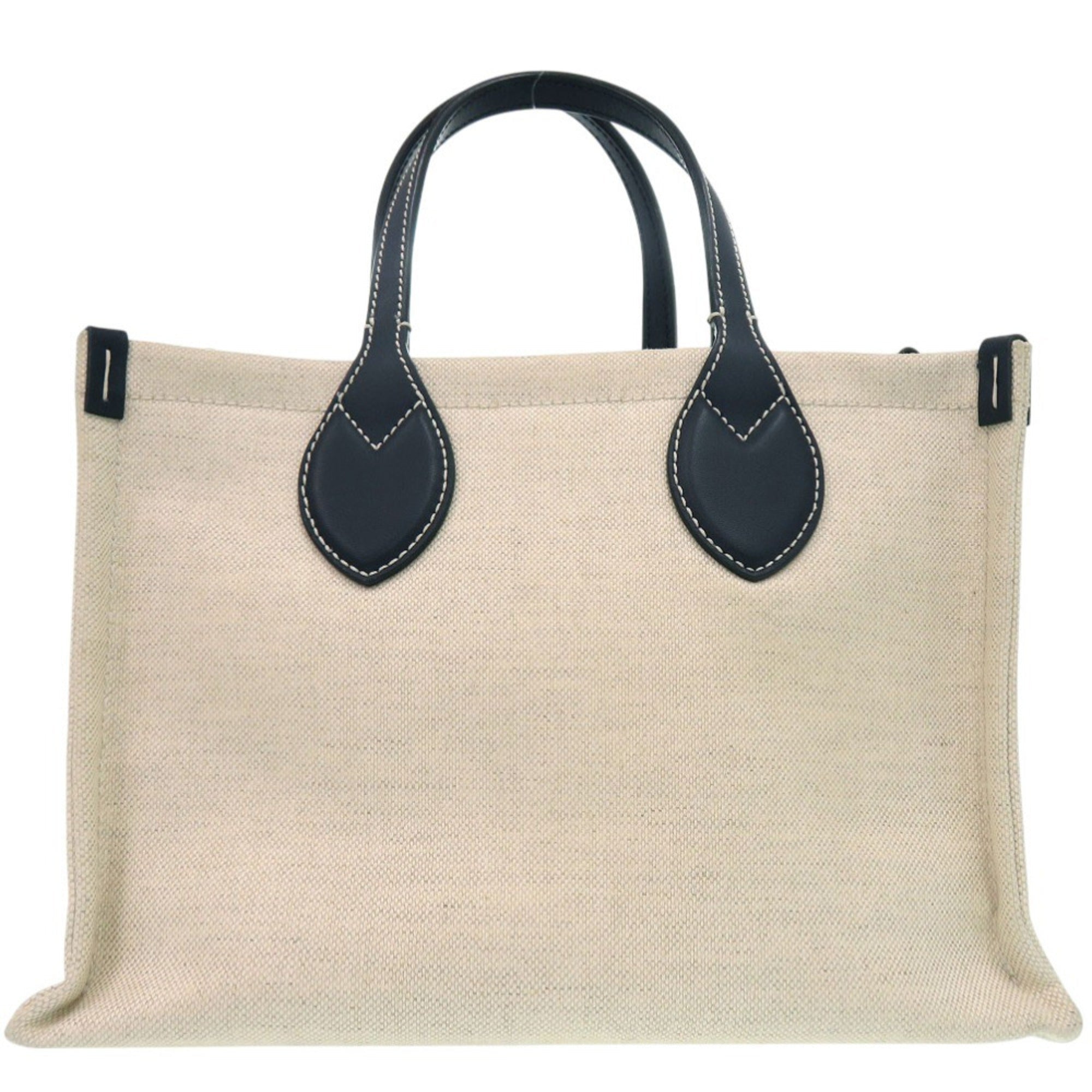Gucci Navy Canvas Leather Tote Bag (Pre-Owned)