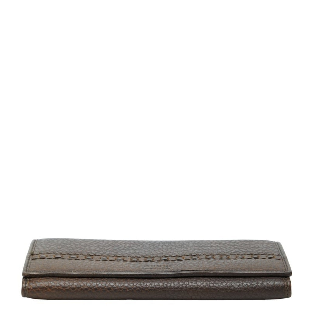 Gucci Brown Leather Long Wallet (Bi-Fold) (Pre-Owned)