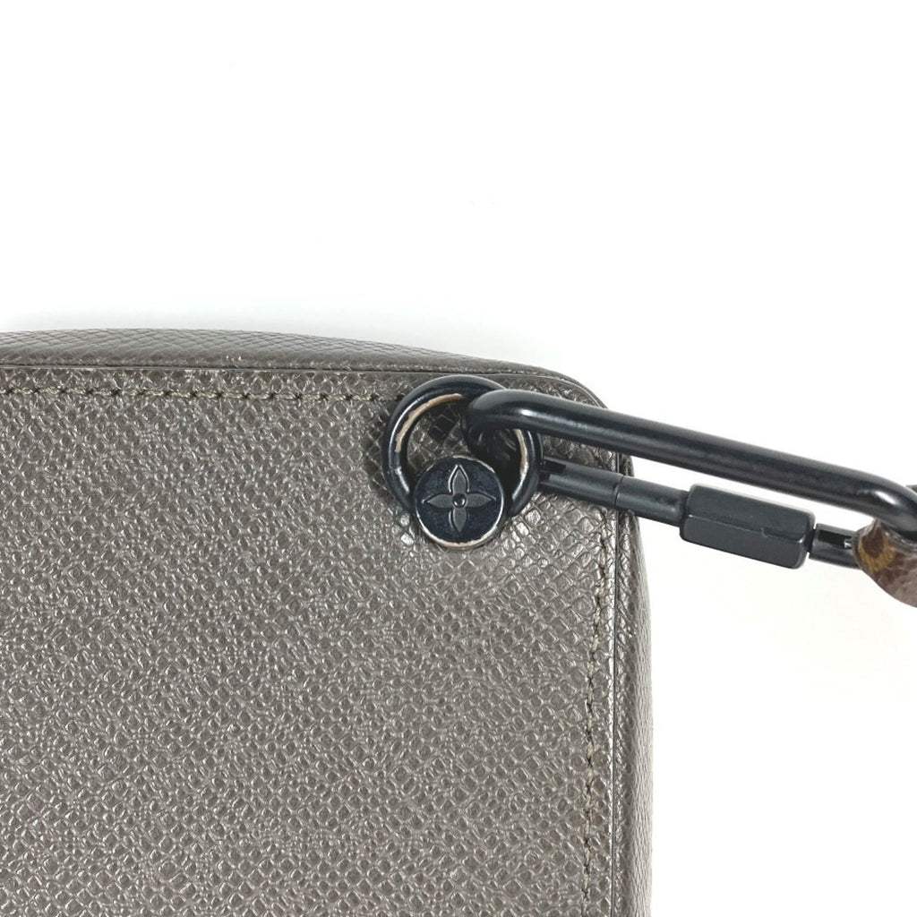 Louis Vuitton Brown Gray Taiga Leather Monogram Pochette Shoulder Bag