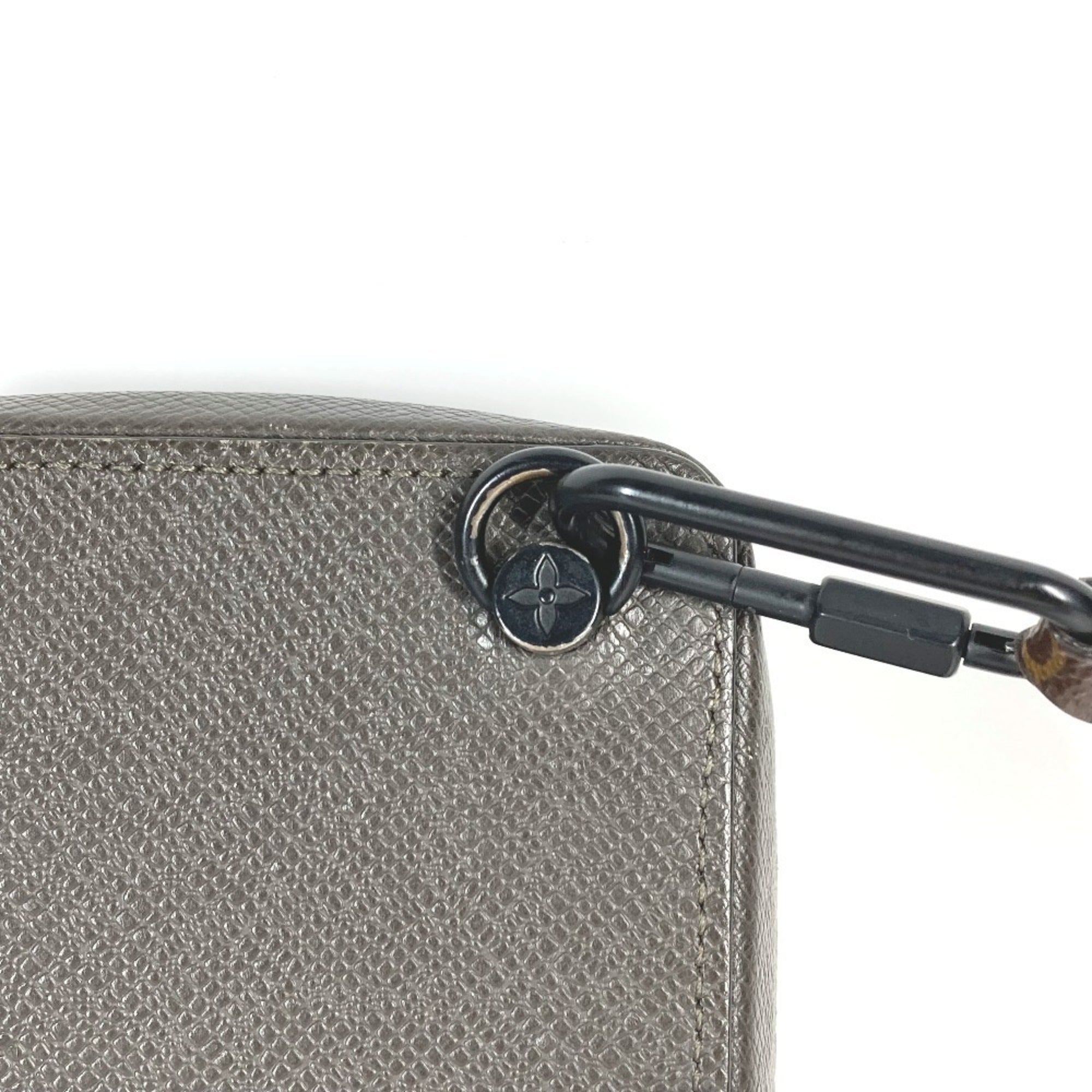 Louis Vuitton Brown Gray Taiga Leather Monogram Pochette Shoulder Bag