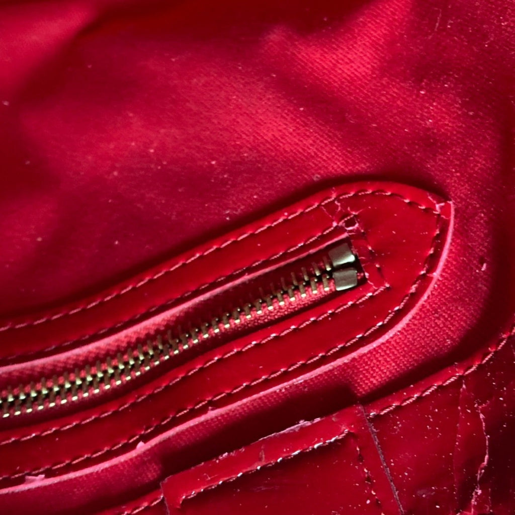 Louis Vuitton Brown Red Color Monogram Patent Leather Shoulder Bag Tote Bag
