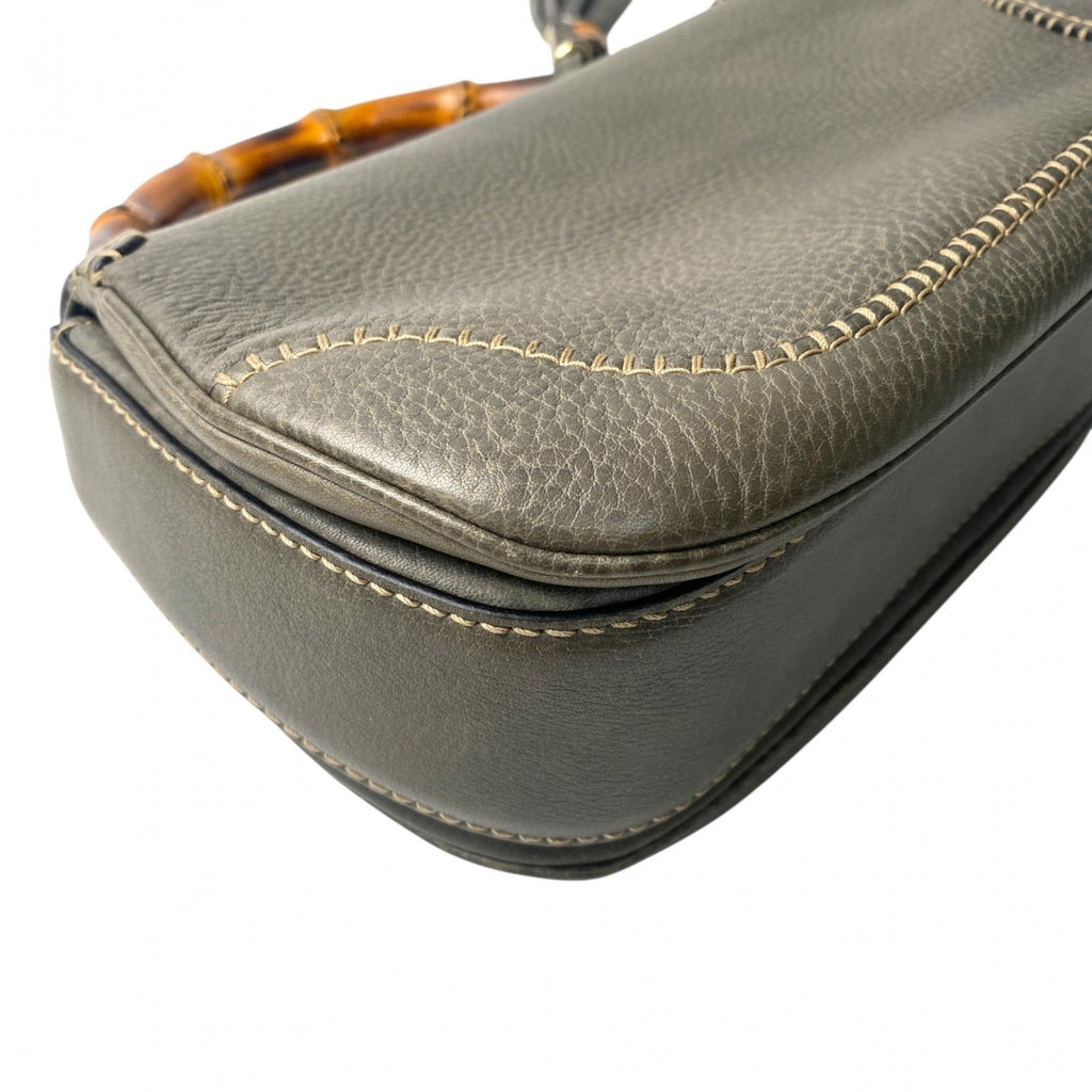 Gucci Brown Gray Leather Handbag Shoulder Bag (Pre-Owned)