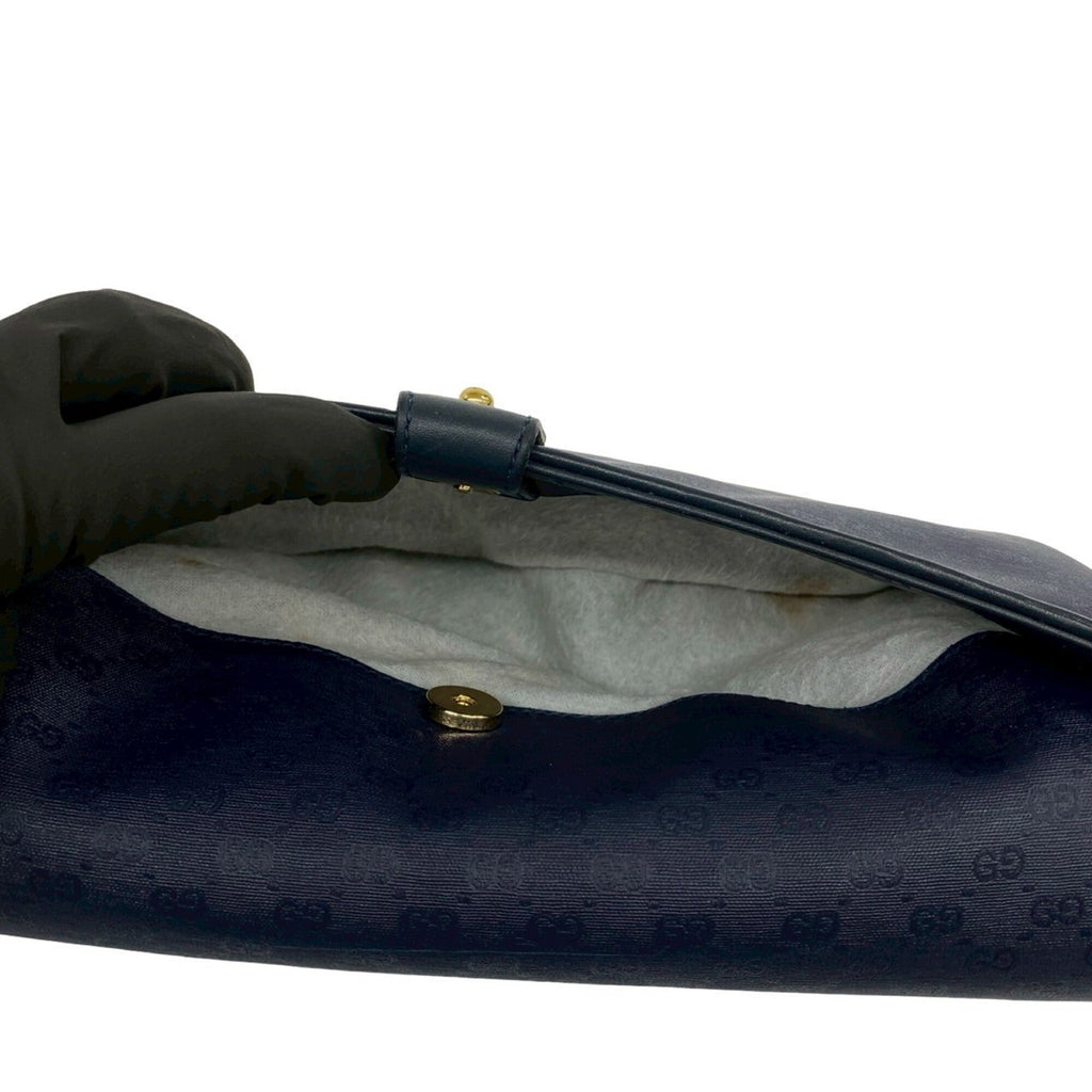 Gucci Navy Leather Pvc Pochette Shoulder Bag (Pre-Owned)
