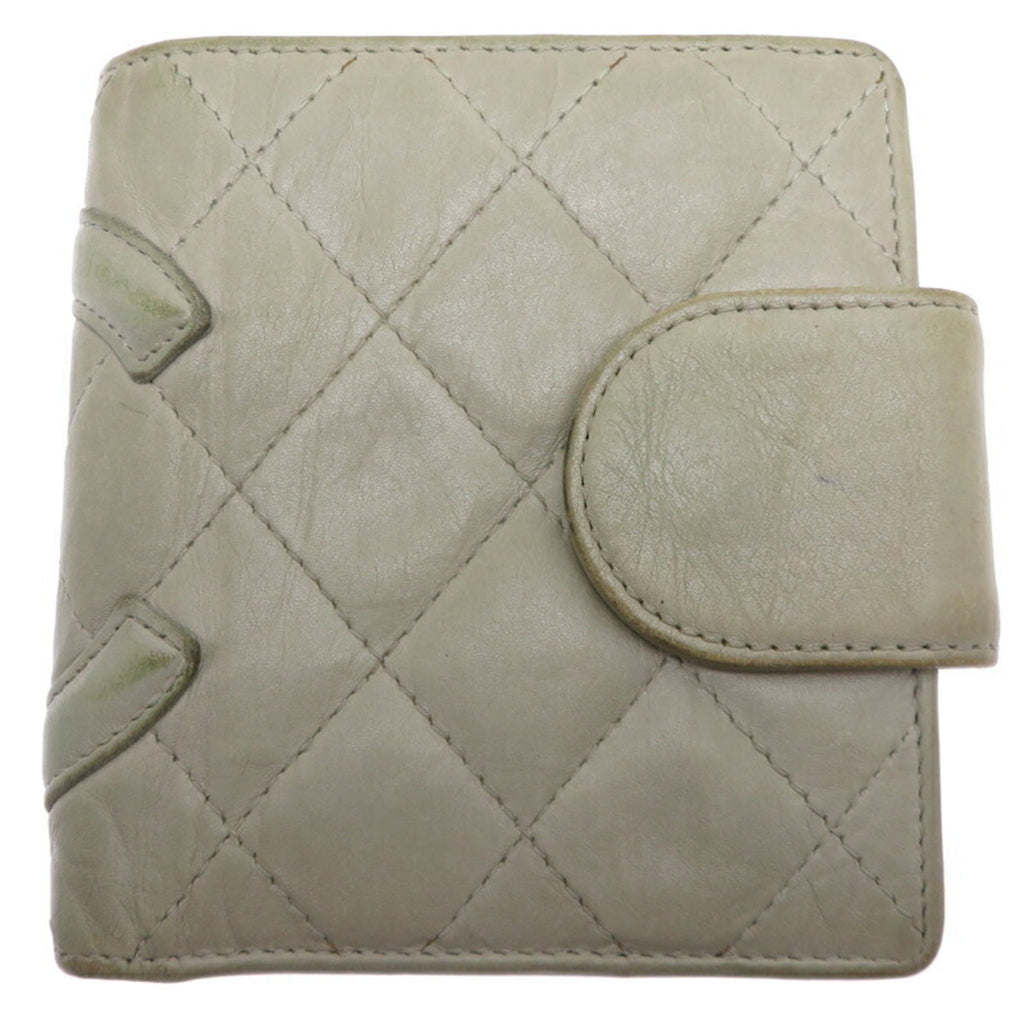 Chanel Gray Leather Wallet (Bi-Fold)