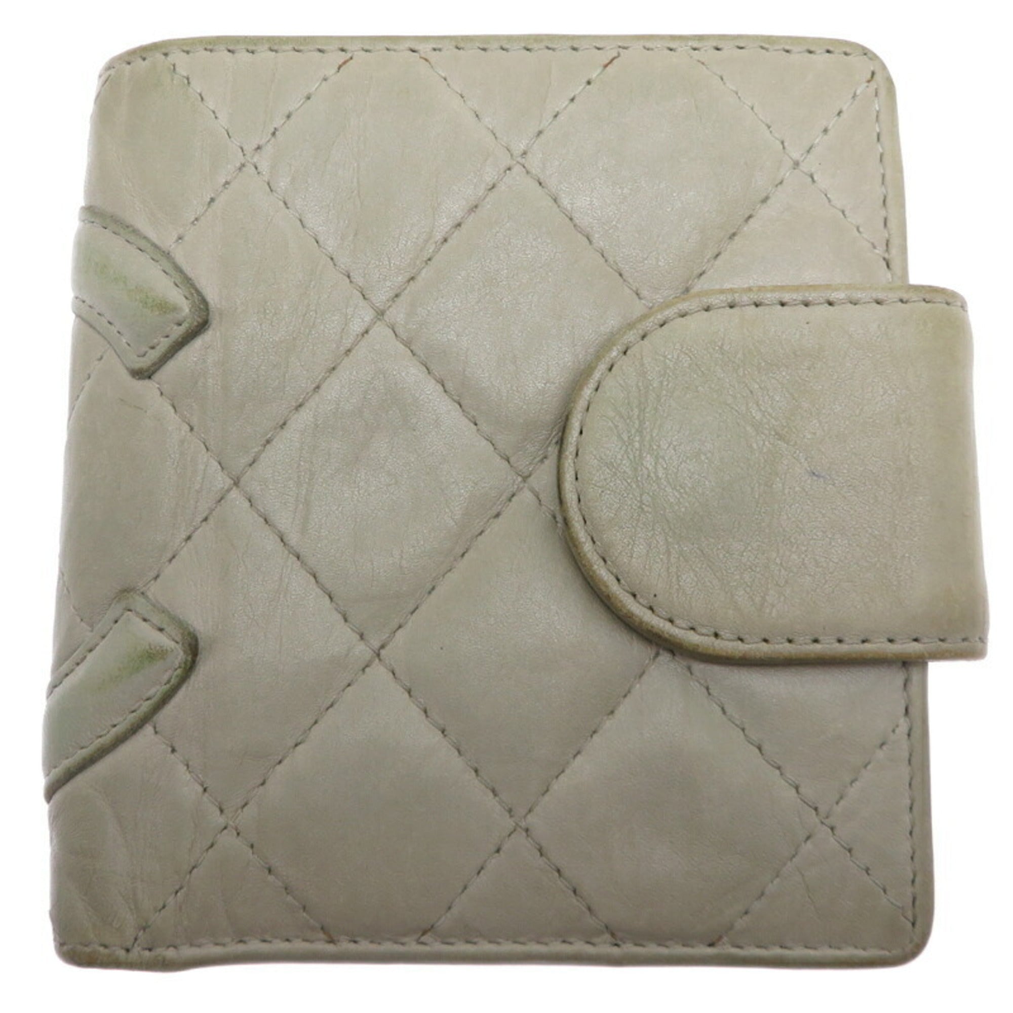Chanel Gray Leather Wallet (Bi-Fold)