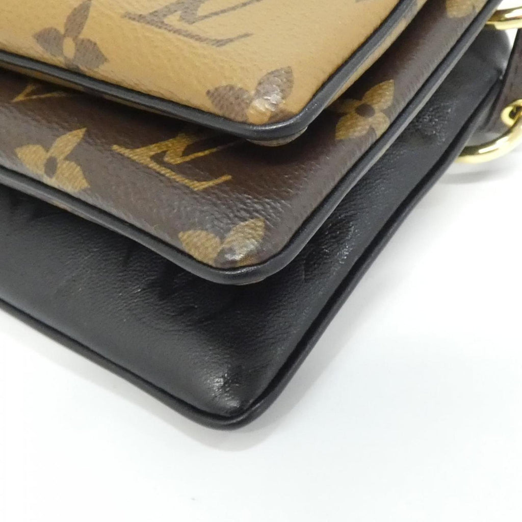 Louis Vuitton Monogram Black Marron Coated Canvas Leather Pochette Shoulder Bag