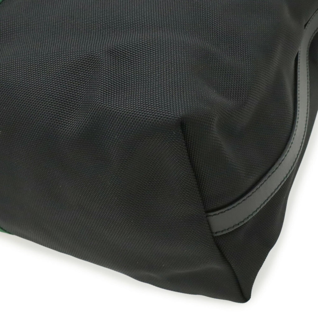 Gucci Black Green Red Color Nylon Canvas Leather Shoulder Bag Tote Bag (Pre-Owned)