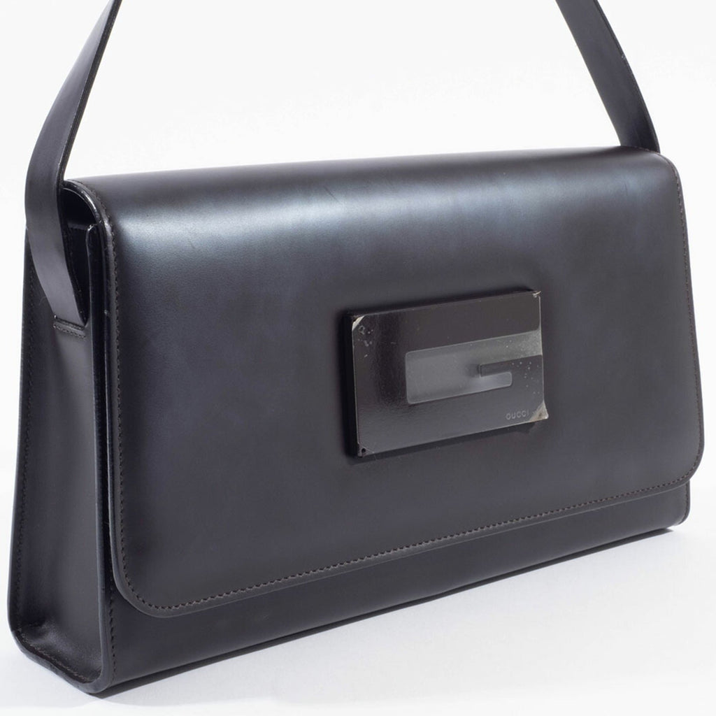 Gucci Dark Brown Leather Shoulder Bag (Pre-Owned)