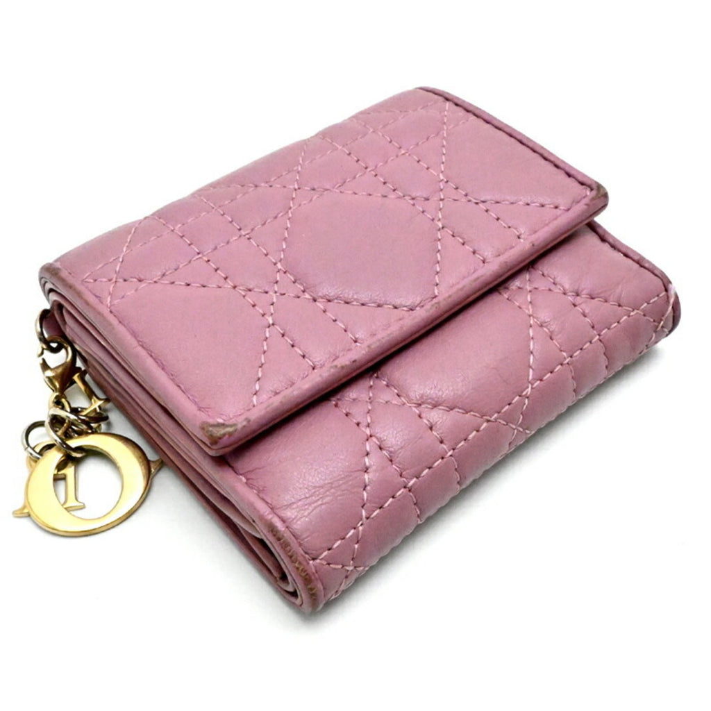 Christian Dior Pink Leather Wallet (Tri-Fold) (Pre-Owned)