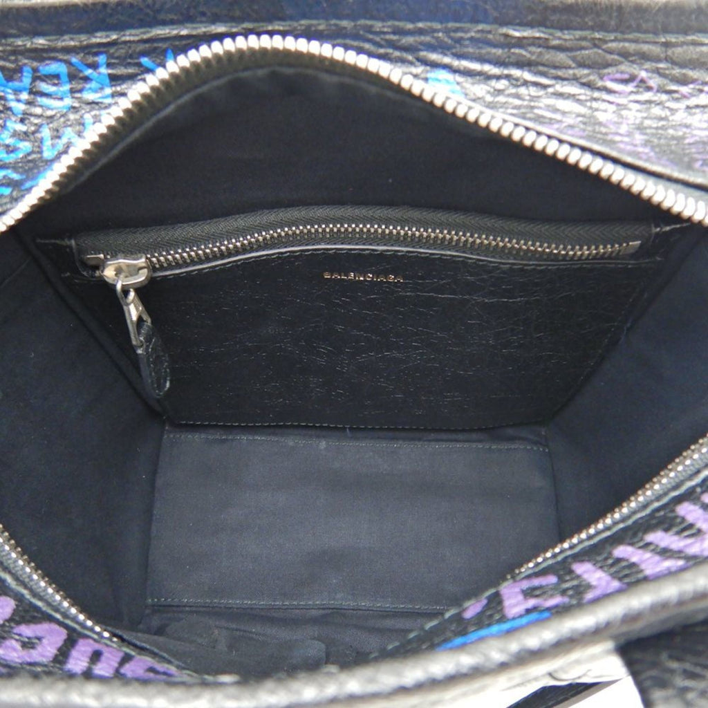 Balenciaga Black Blue Leather Hand