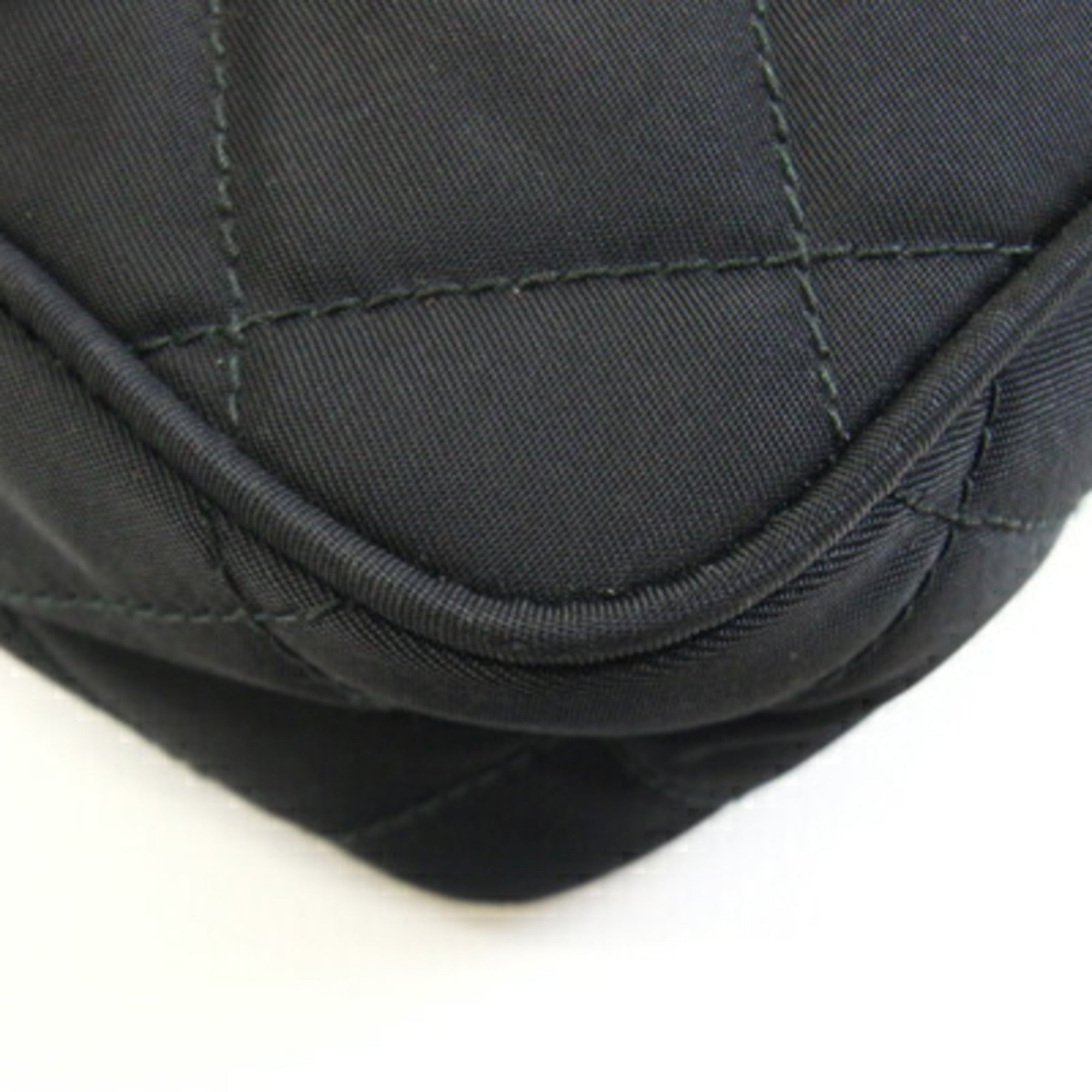 Prada Black Nylon Leather Pochette Shoulder Bag