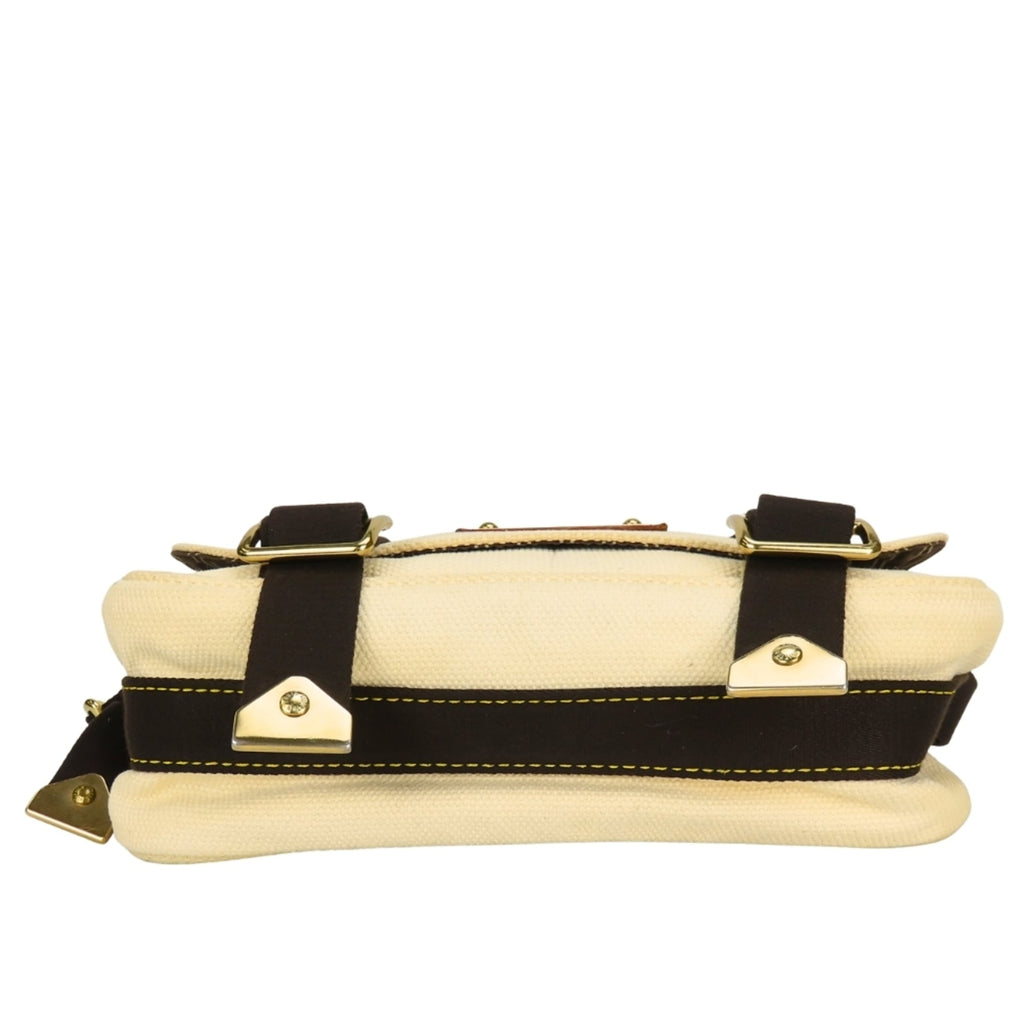 Louis Vuitton Brown Ecru Ivory Canvas Shoulder Bag