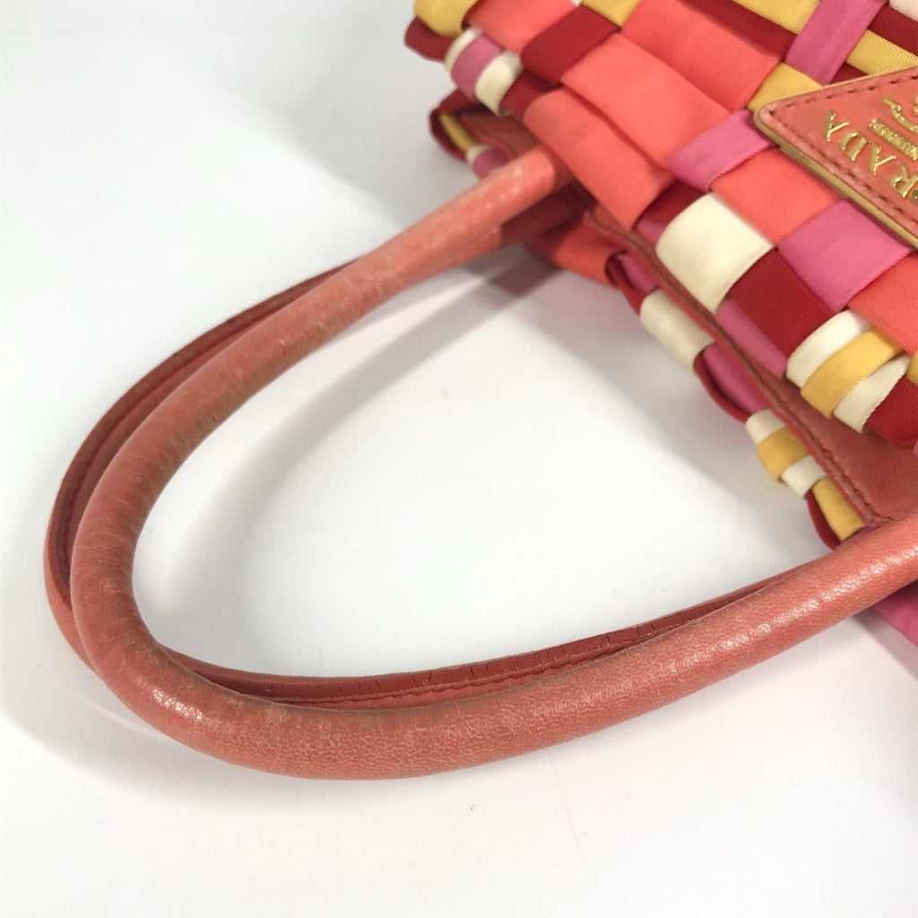 Prada Pink White Nylon Handbag Tote Bag