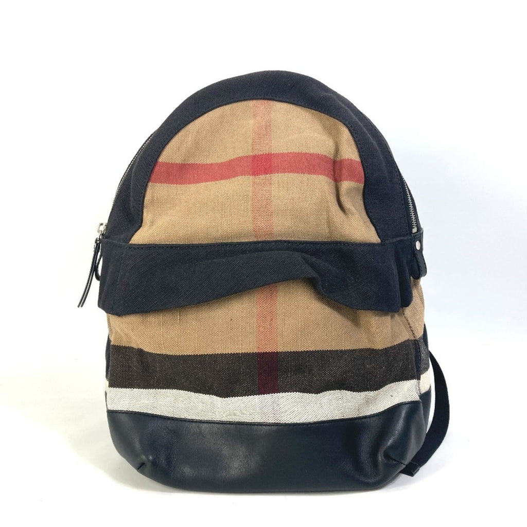 Burberry Beige Black Canvas Leather Backpack