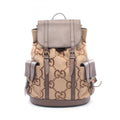 Gucci Beige Brown Canvas Leather Backpack (Pre-Owned)