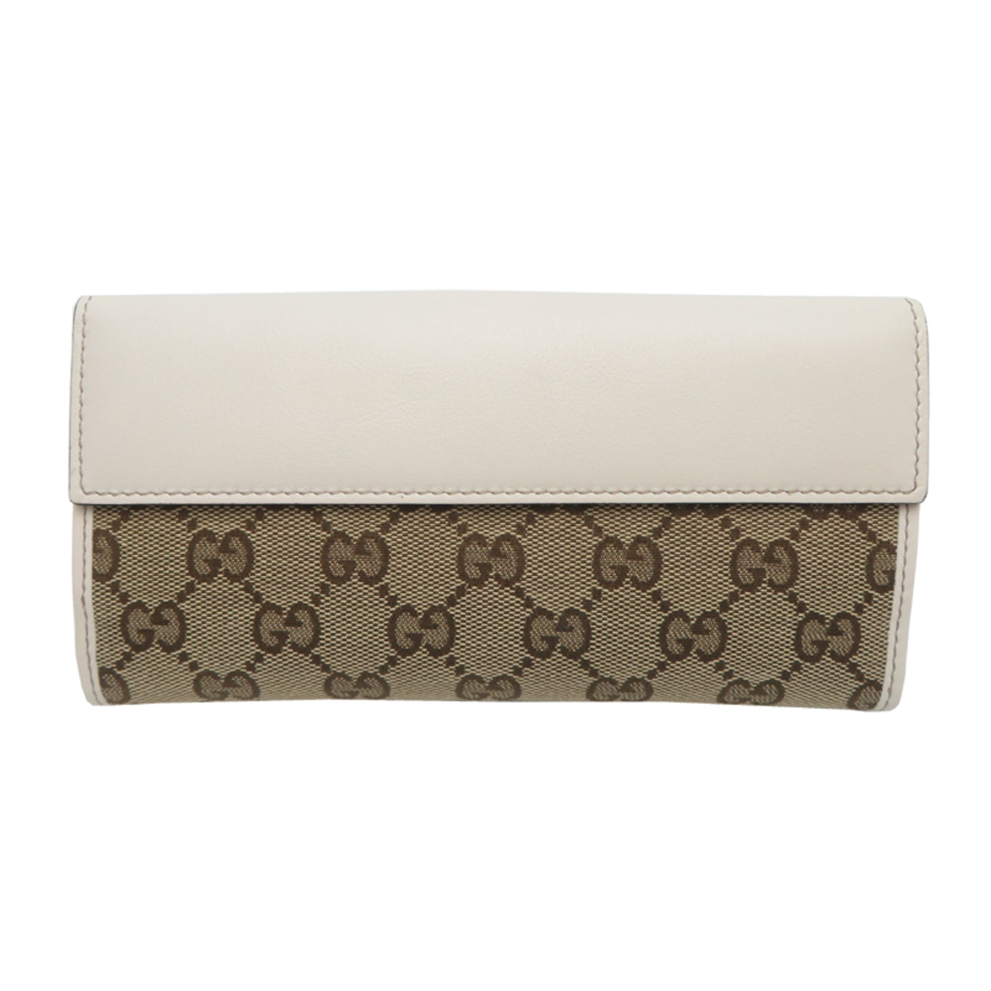 Gucci Brown Canvas Leather Long Wallet (Bi-Fold) (Pre-Owned)