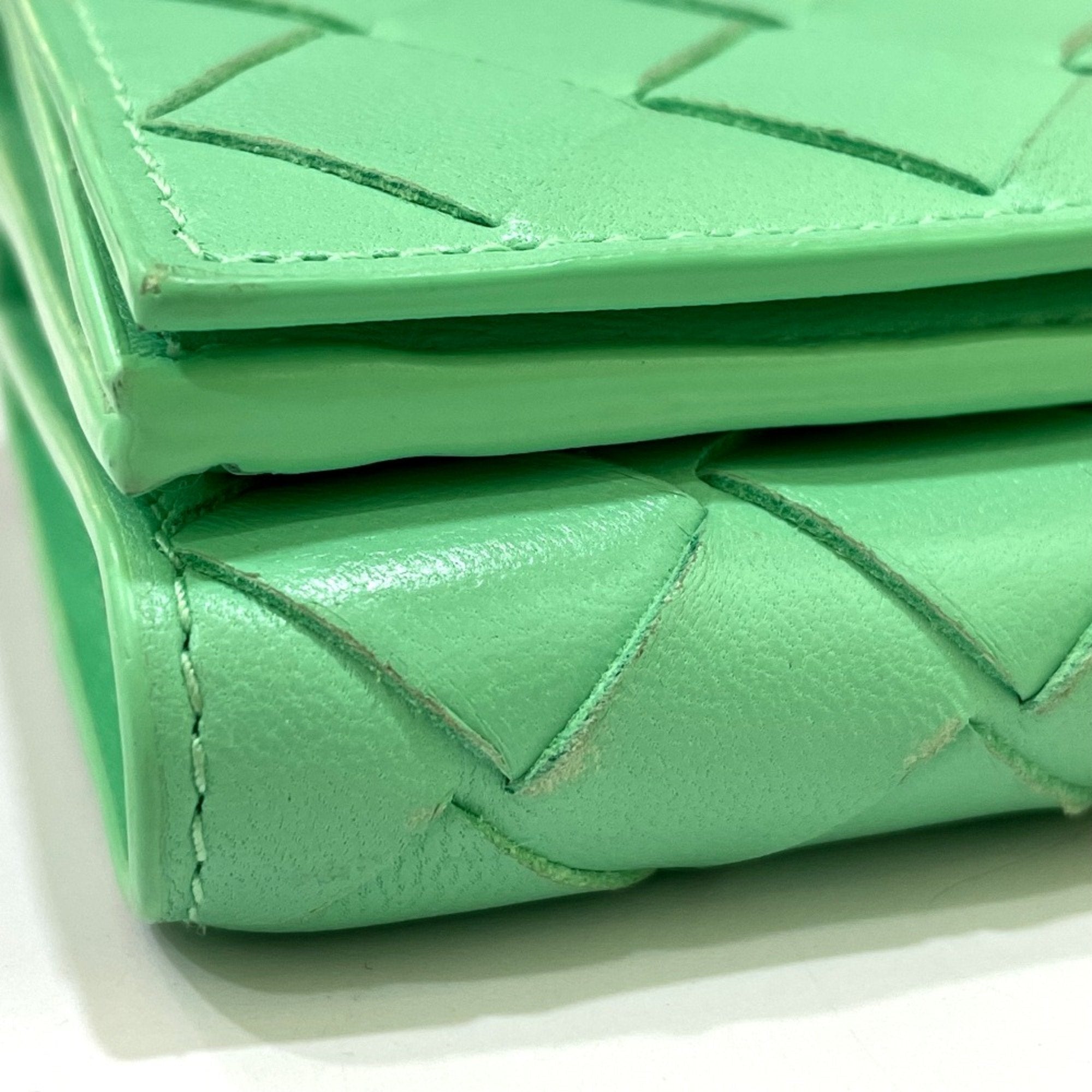 Bottega Veneta Green Leather Wallet (Tri-Fold)