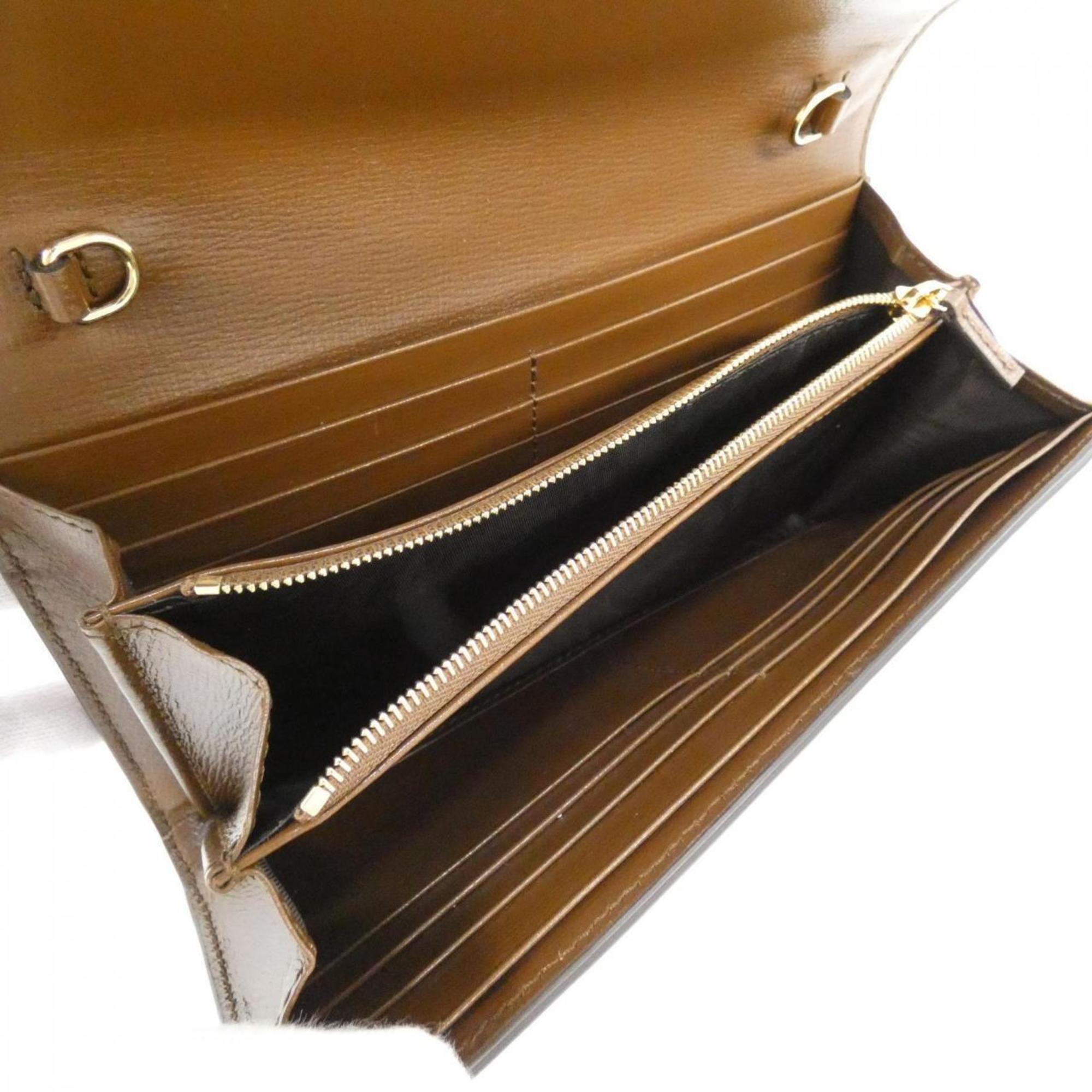 Gucci Beige Brown Gg Supreme Chain/Shoulder Wallet (Pre-Owned)