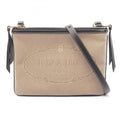 Prada Beige Black Canvas Leather Shoulder Bag