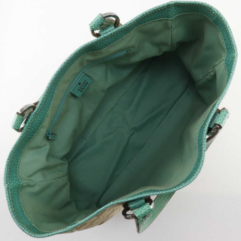 Gucci Gg Canvas Beige Green Gg Canvas Tote Bag (Pre-Owned)