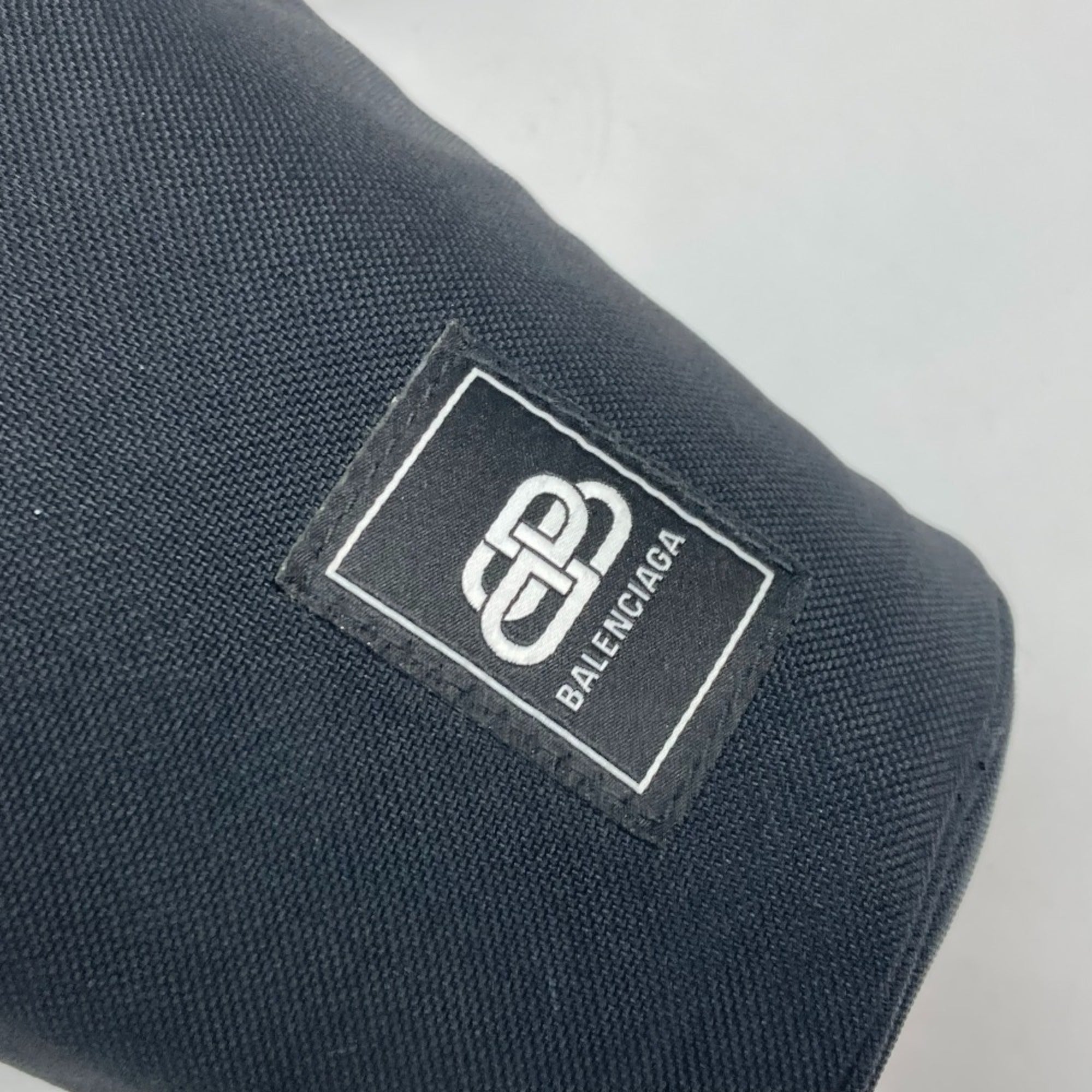 Balenciaga Black White Nylon Leather Pochette Shoulder