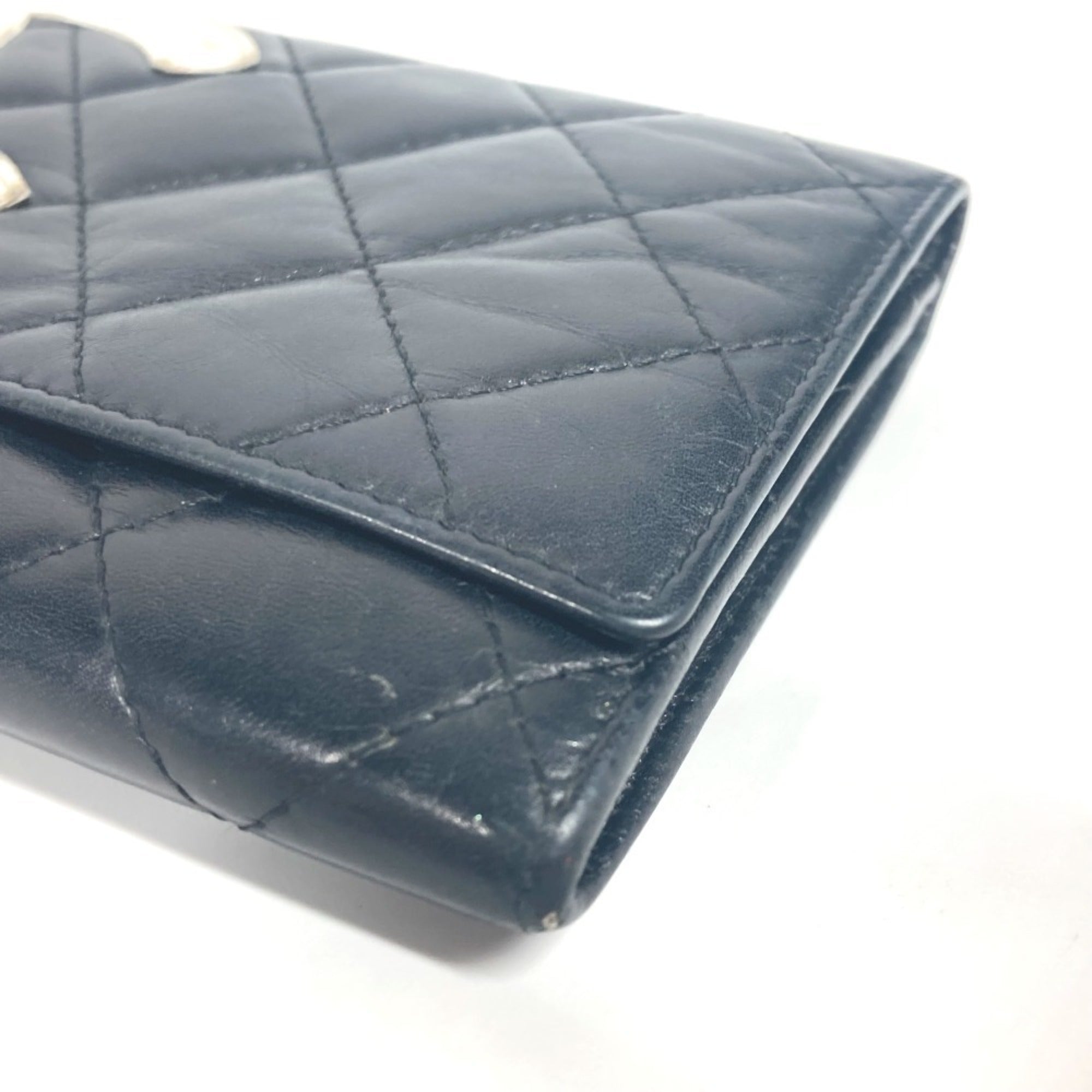 Chanel Black White Leather Bill Wallet (Bi-Fold)