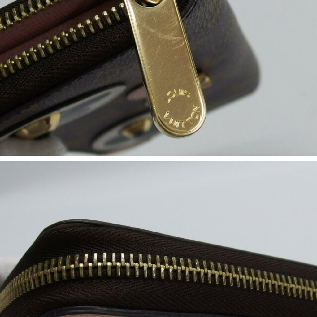 Louis Vuitton Black Rose Ballerine White Monogram Canvas Leather Metal Long Wallet