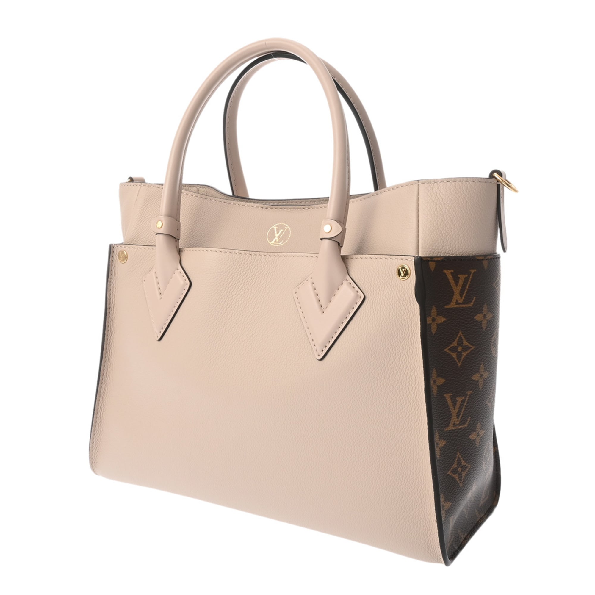 Louis Vuitton Brown Grayish Monogram Canvas Leather Handbag Tote Bag