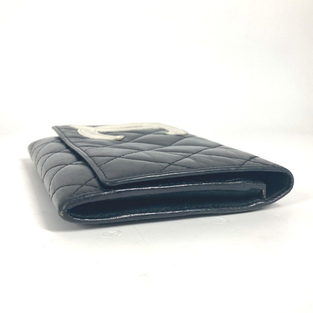 Chanel Black White Leather Bill Wallet (Bi-Fold)