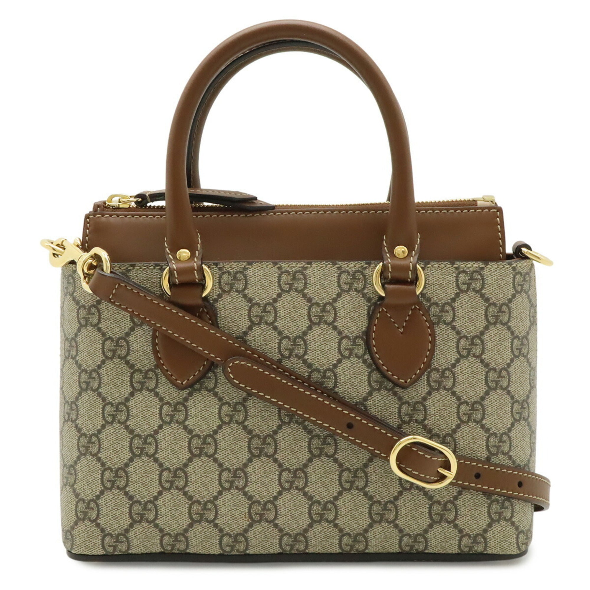 Gucci Beige Brown Gg Supreme Canvas Handbag Shoulder Bag (Pre-Owned)