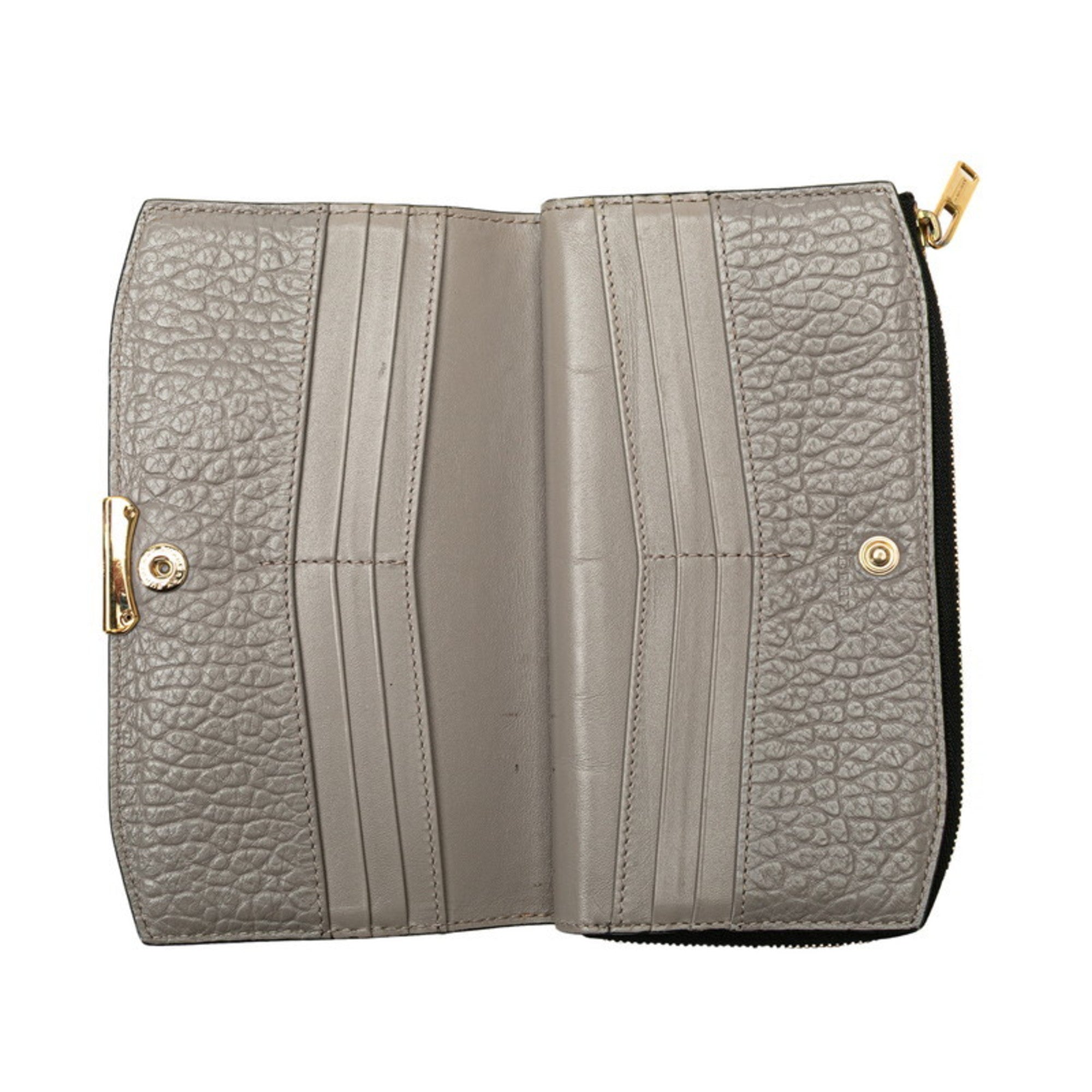 Burberry Gray Leather Long Wallet (Bi-Fold)