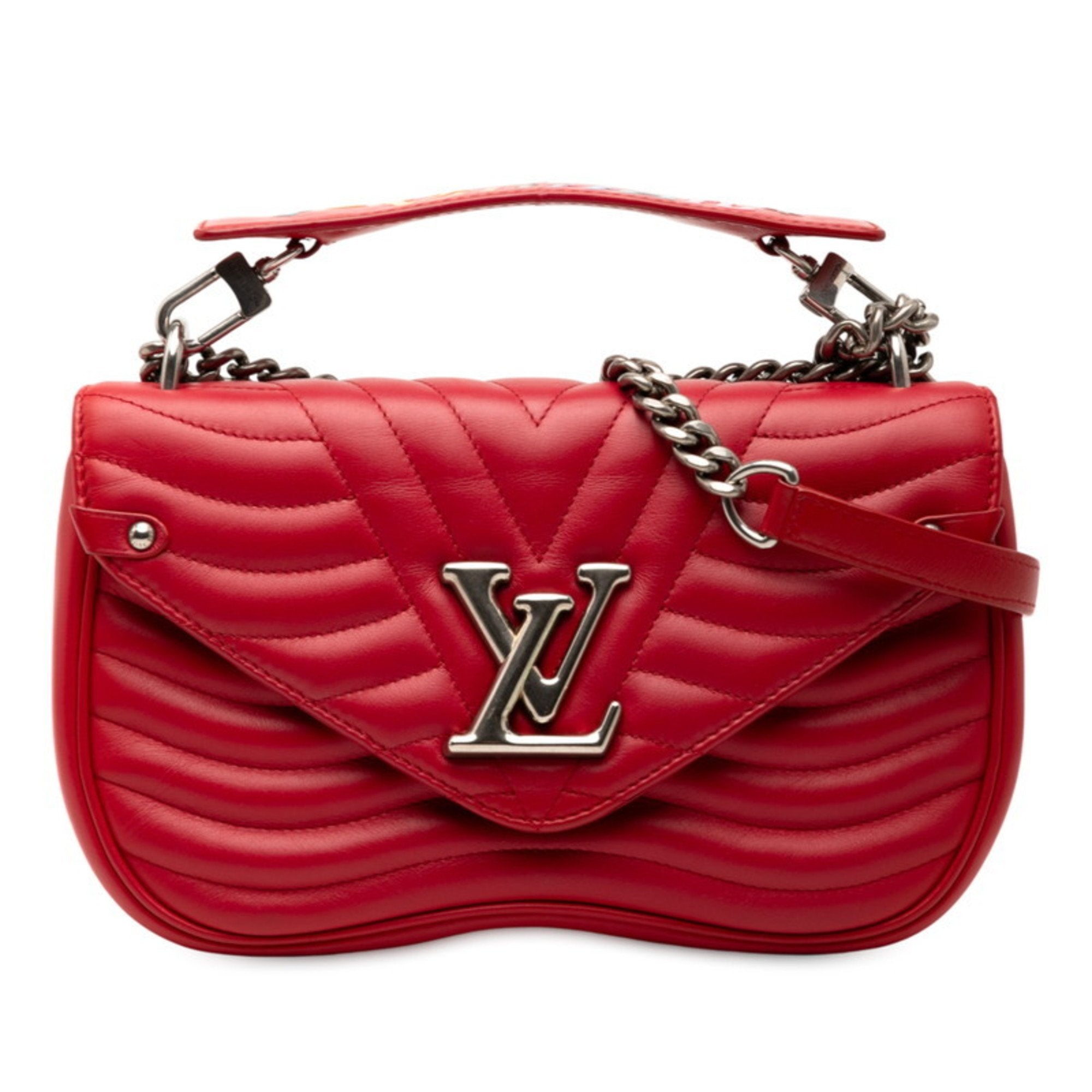 Louis Vuitton Red Color Leather Handbag Shoulder Bag