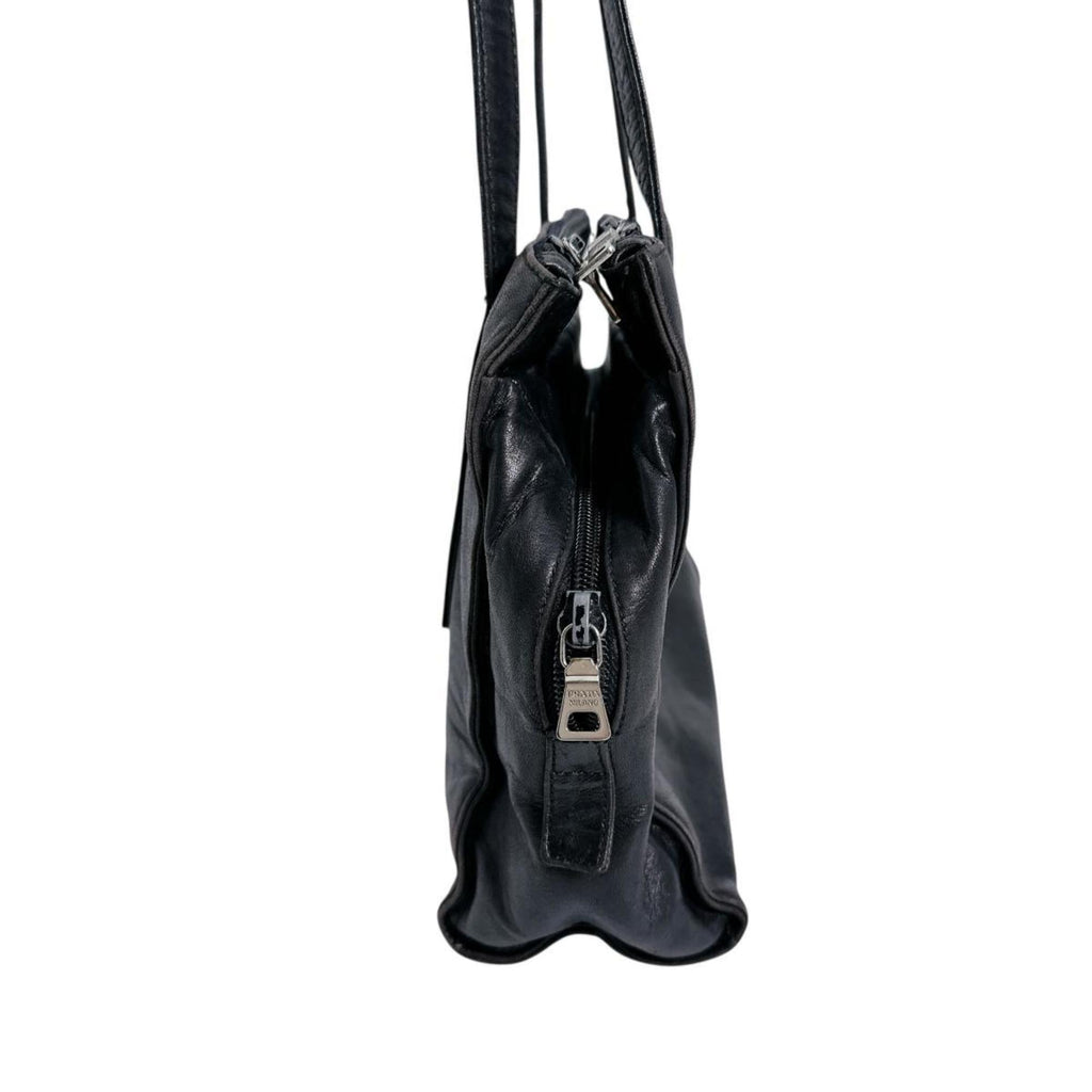 Prada Black Leather Tote Bag