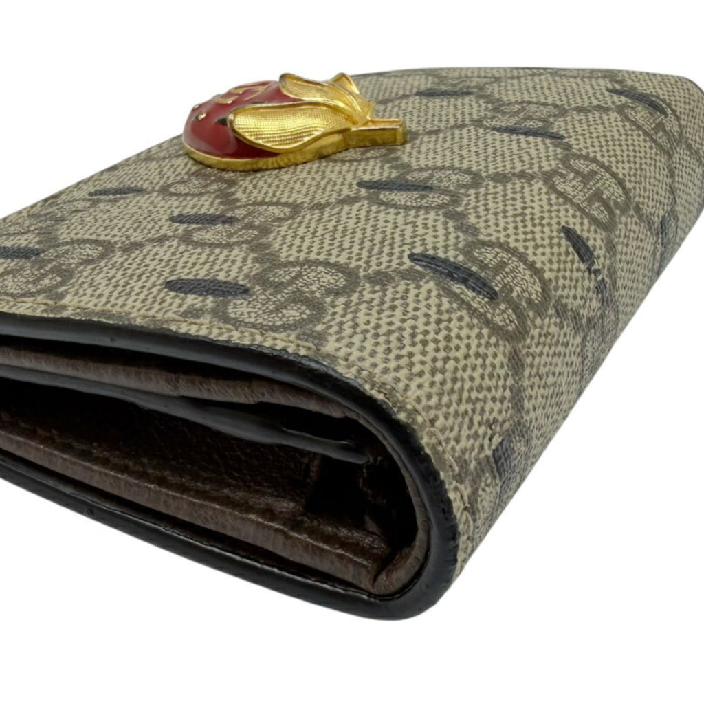 Gucci Beige Black Red Color Gg Supreme Middle Wallet (Bi-Fold) (Pre-Owned)