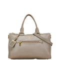 Prada Gray Leather Handbag Shoulder Bag
