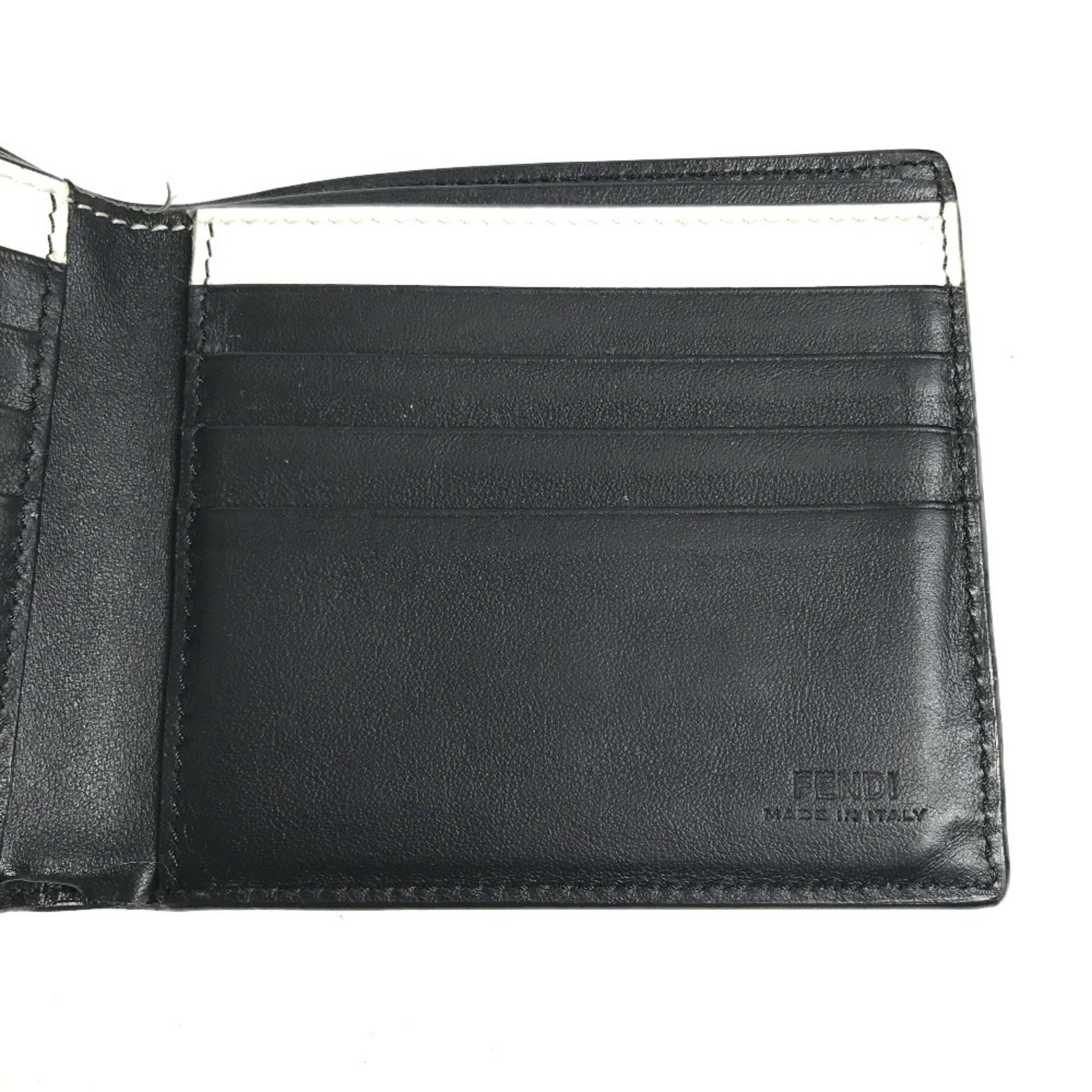 Fendi Black White Leather Bill Wallet (Bi-Fold)