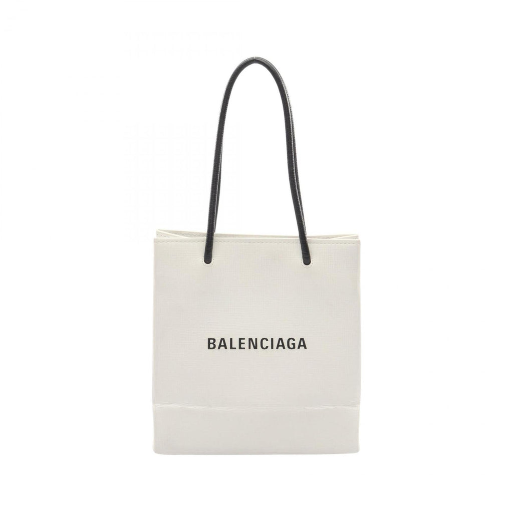 Balenciaga Black White Coated Canvas Leather Hand