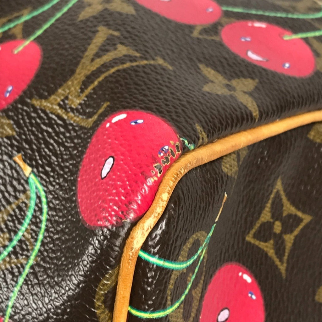 Louis Vuitton Brown Red Color Monogram Cherry Blossom Canvas Boston Bag