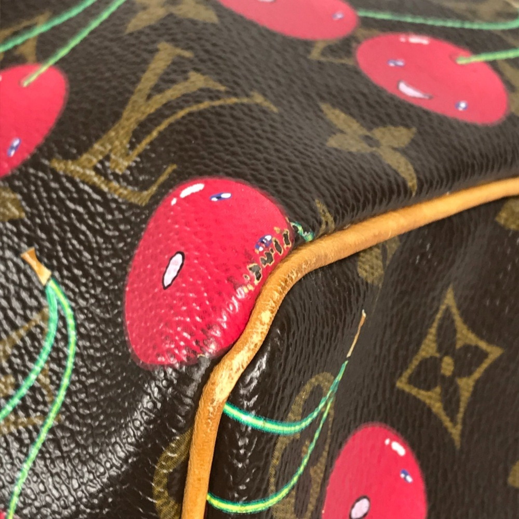 Louis Vuitton Brown Red Color Monogram Cherry Blossom Canvas Boston Bag
