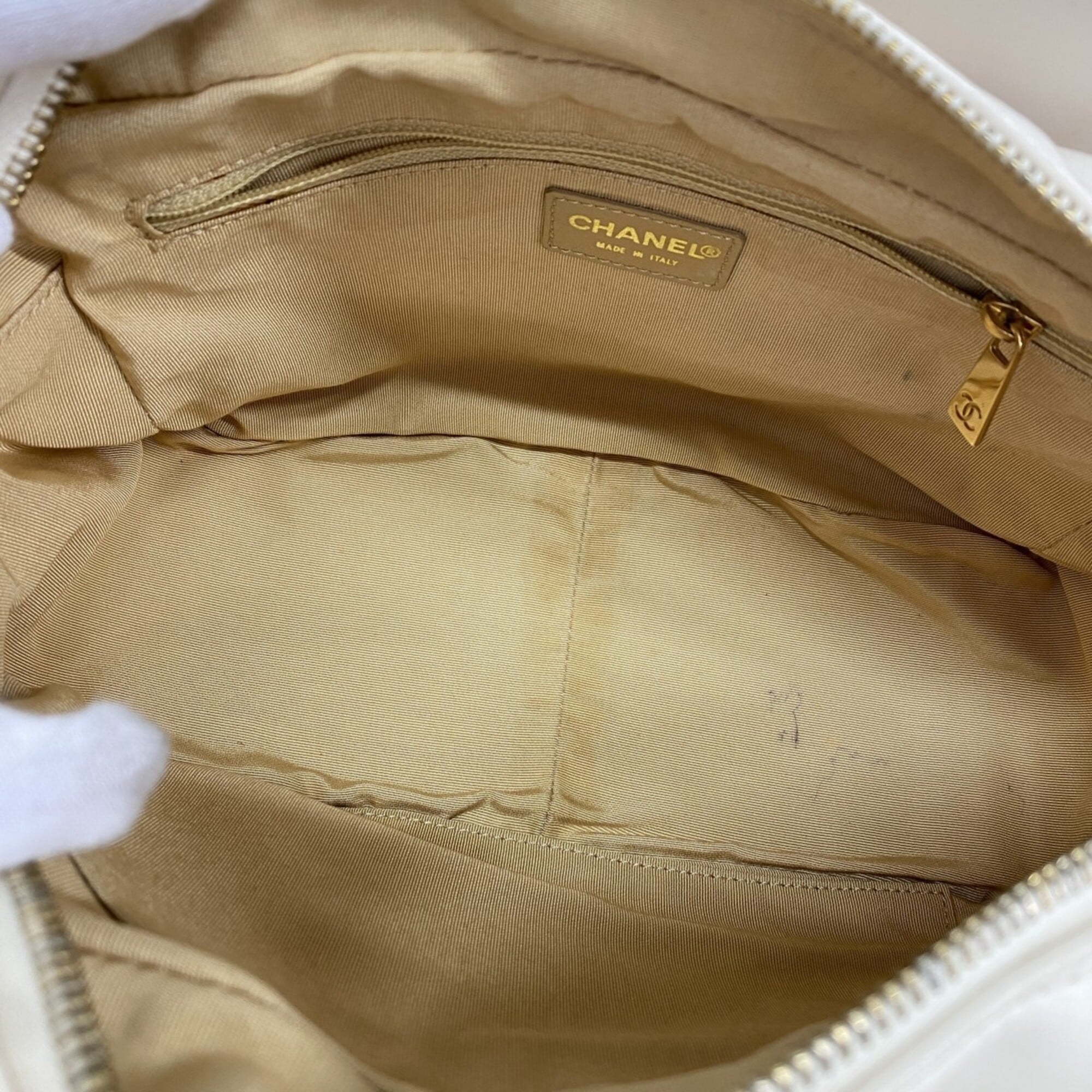Chanel Ivory Leather Tote Bag