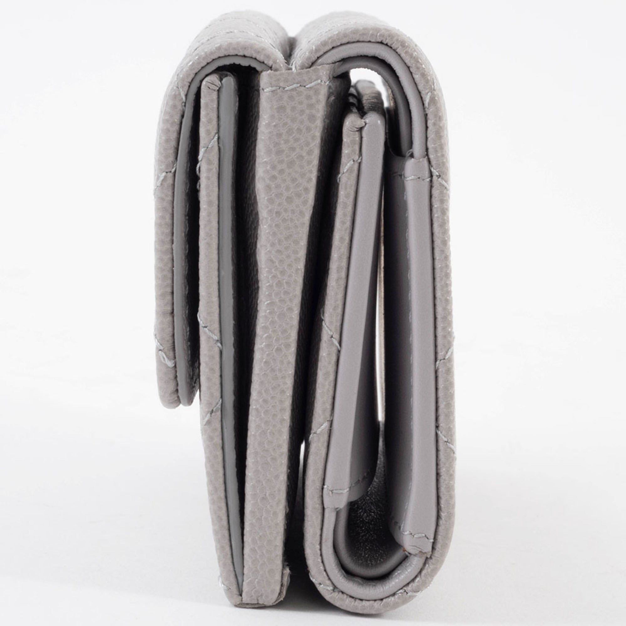 Chanel Grayish Leather Wallet (Tri-Fold)
