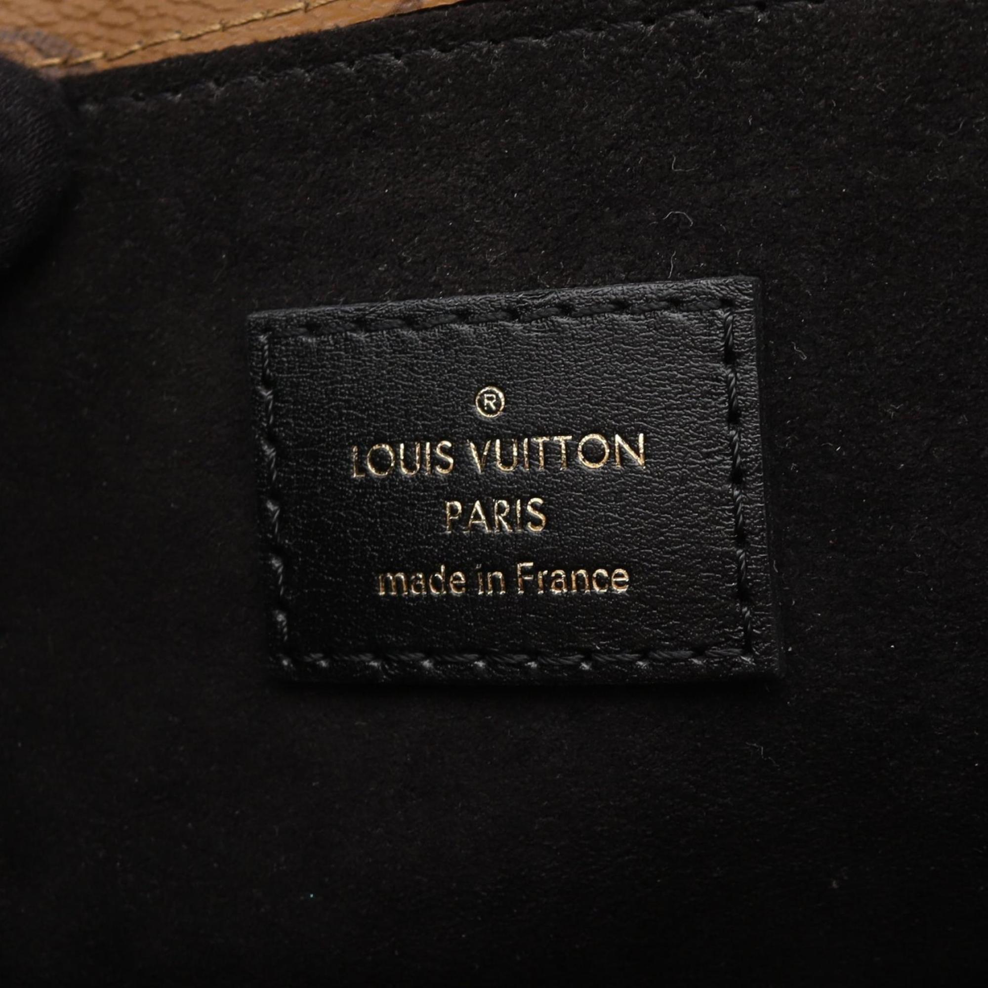 Louis Vuitton Black Brown Coated Canvas Leather Handbag Pochette